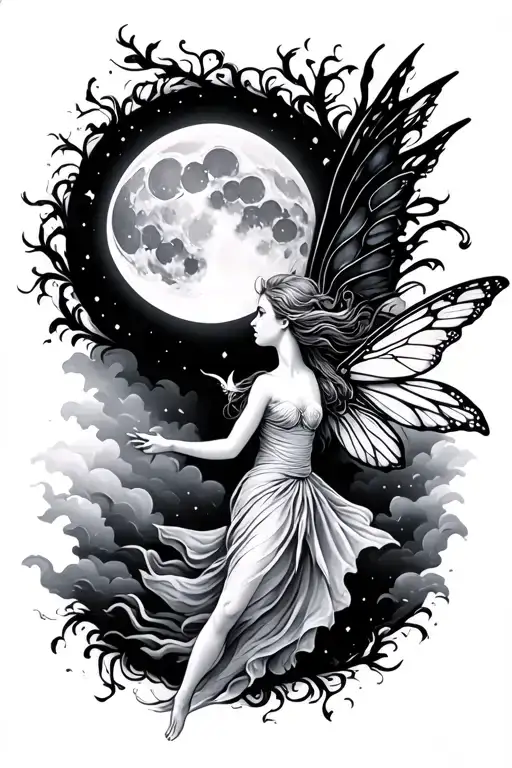 Fairy Flying Towards Moon