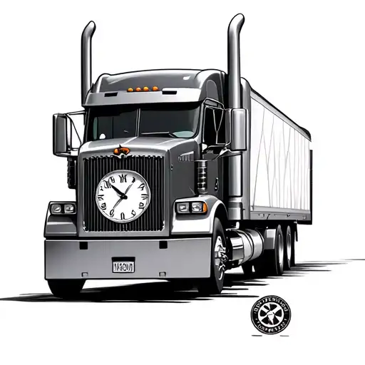 Semi Truck And Clock