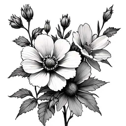 Larkspur And Cosmos