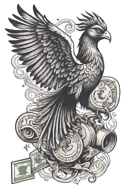 Pheonix Bird Flying With The Money Bag