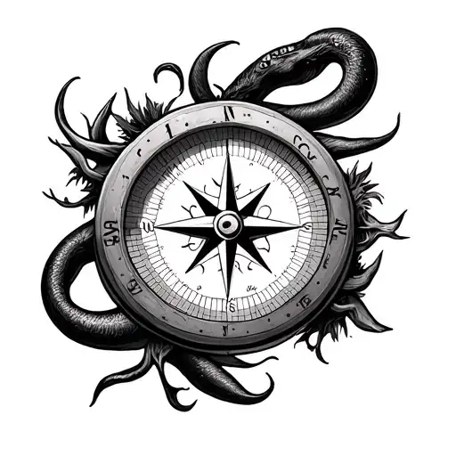 Compass With Moose And Eels