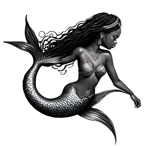 African Mermaid Swimming