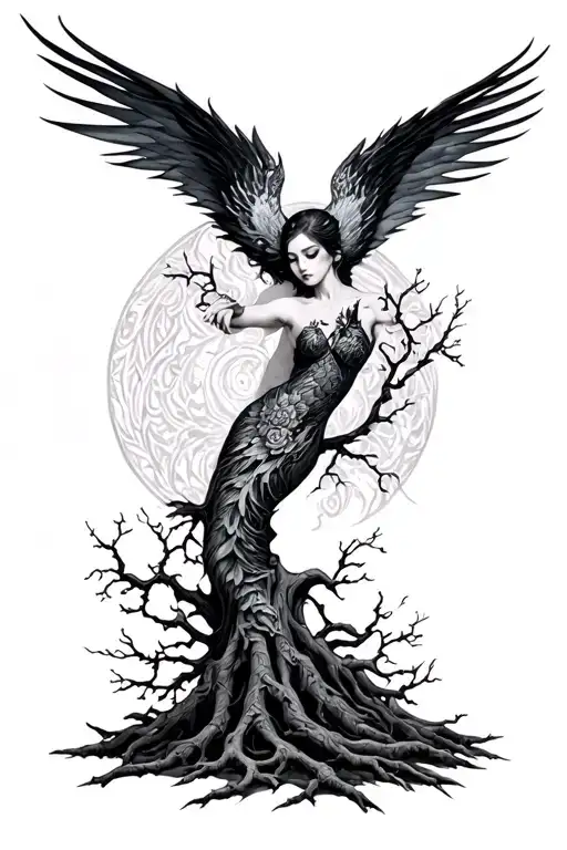 Morrigan With Rowan Tree