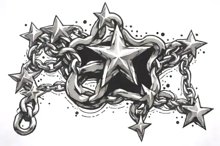 A Chain With Stars Coming Off Of It