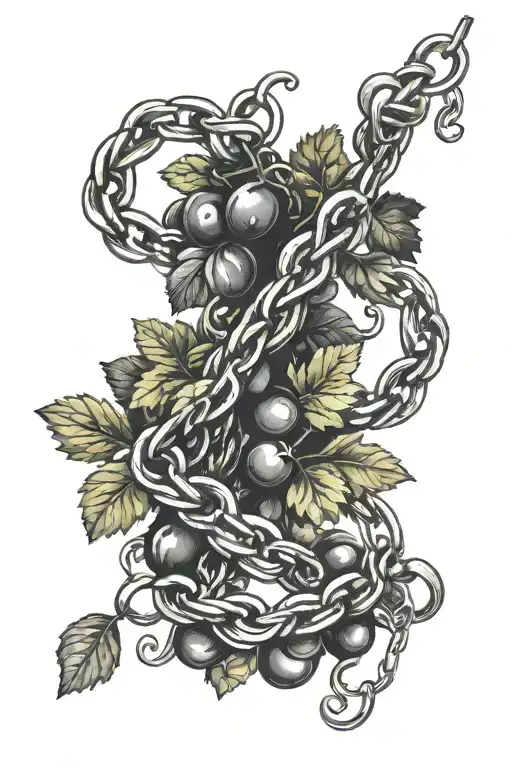 Chain And Grape Vine On Wrist
