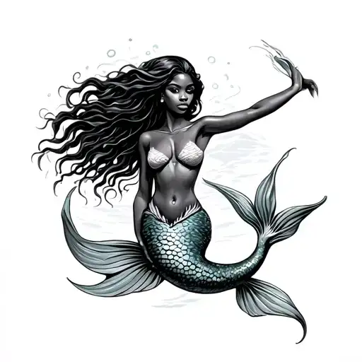 African Mermaid Swimming