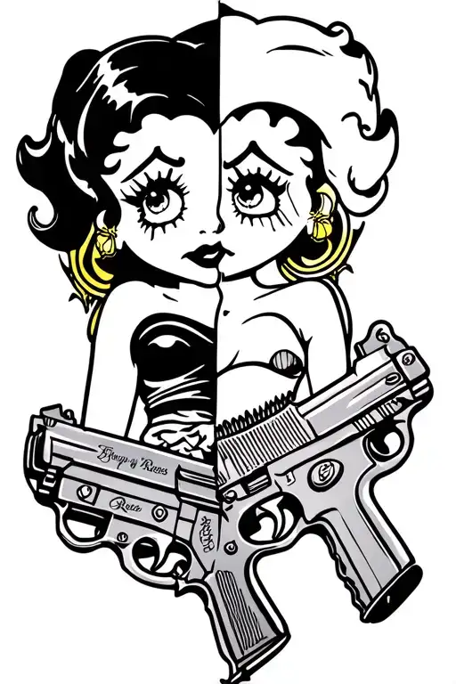 Betty Boop Guns N Roses Half Of Her Face Happy The Other Half Her Face Sad
