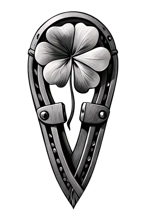 Four Leaf Clover And Horse Shoe