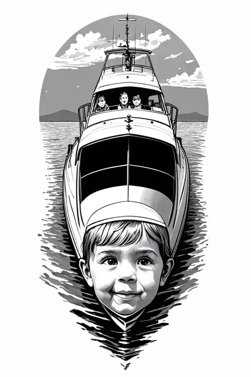 Speed Boat And 2 Children