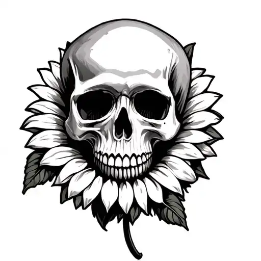 Skull And Sunflower Surrounded