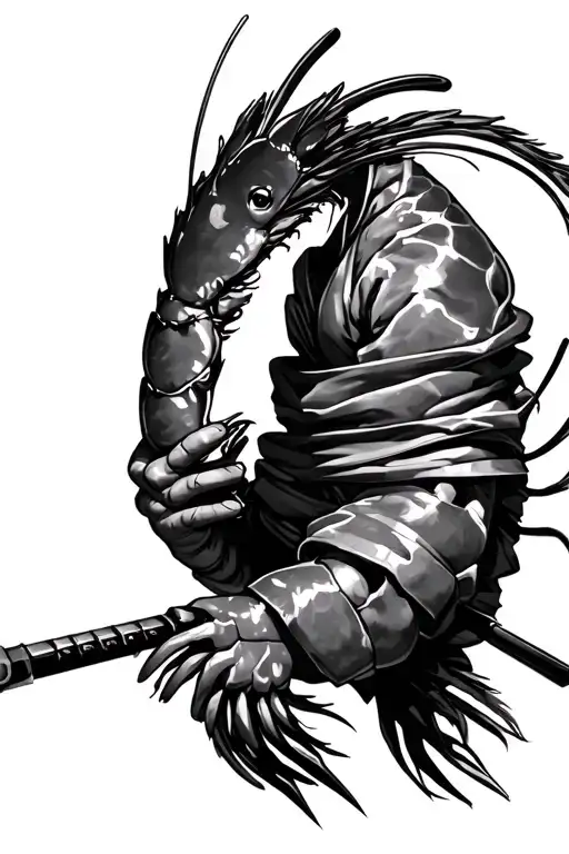 Realistic Shrimp Ninja With Nunchaku