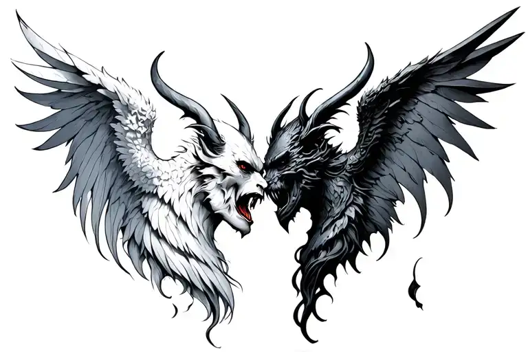 Demon And Angel Facing Each Other
