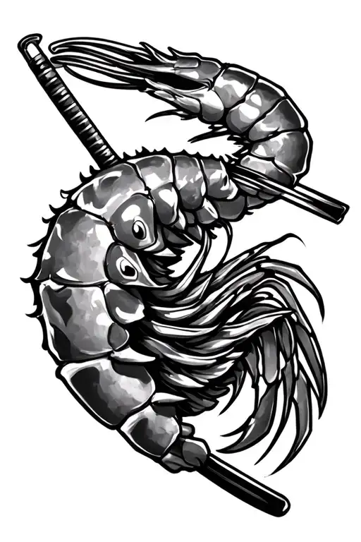 Realistic Shrimp Ninja With Nunchaku