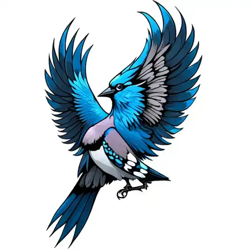 Blue Jay Turning Into A Phoenix Rising