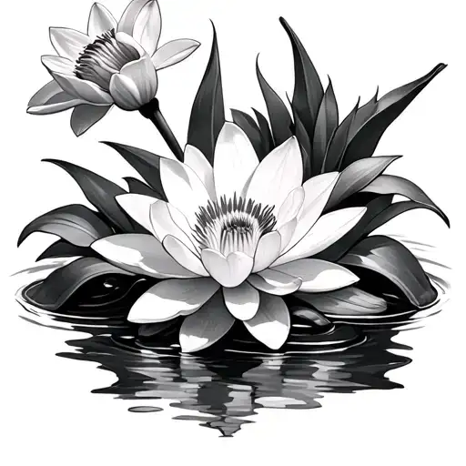 Daffodils Surrounding Water Lilies