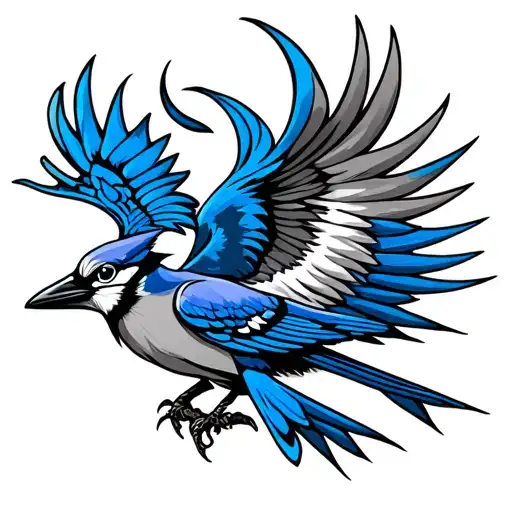 Blue Jay Turning Into A Phoenix Rising
