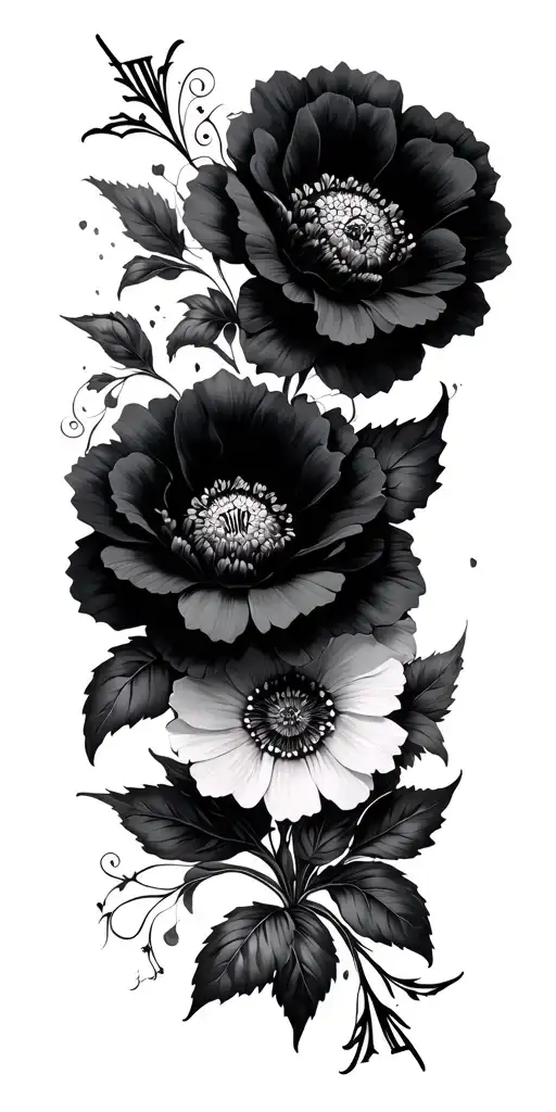 Flowers And Roman Numerals Intertwined