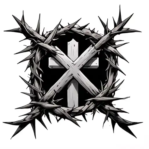Cross With Crown Of Thorns