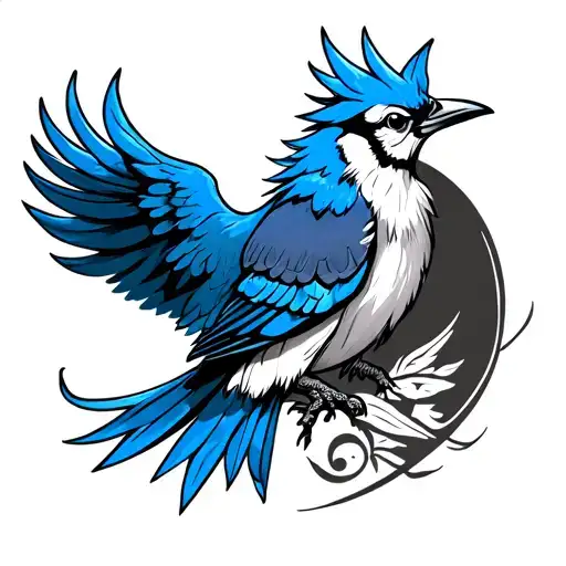Blue Jay Turning Into A Phoenix Rising