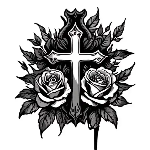 Holy Cross With Roses