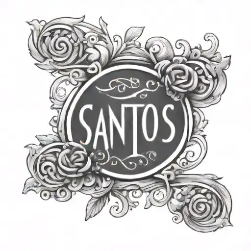 A Tattoo Of The Word Santos With The Letters From Top To Bottom On The Back