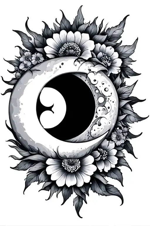 Sun And Moon Floral Design