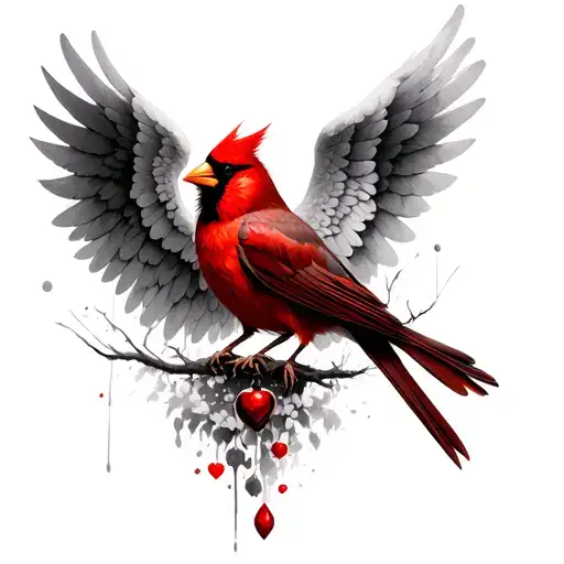 Red Cardinal And Angel Wings Spread