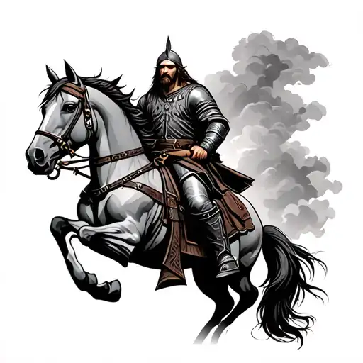 Viking Warrior Riding Horse