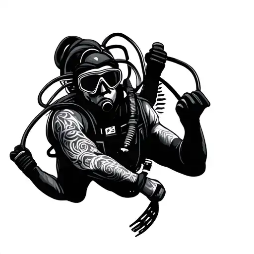Scuba Diver With Tribal