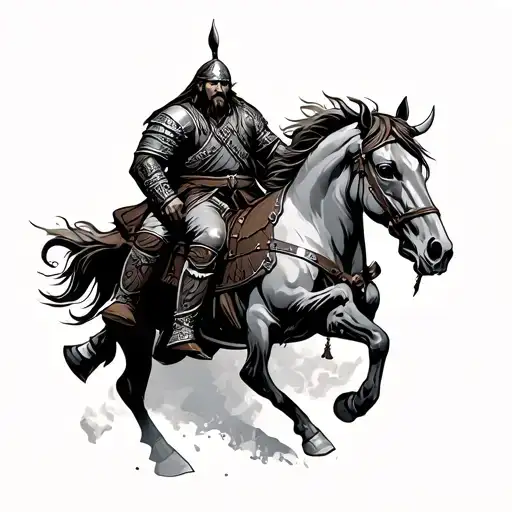 Viking Warrior Riding Horse Skull