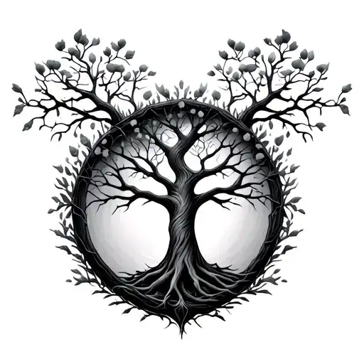 Tree Of Life Inside The Print Of A Dogpawn