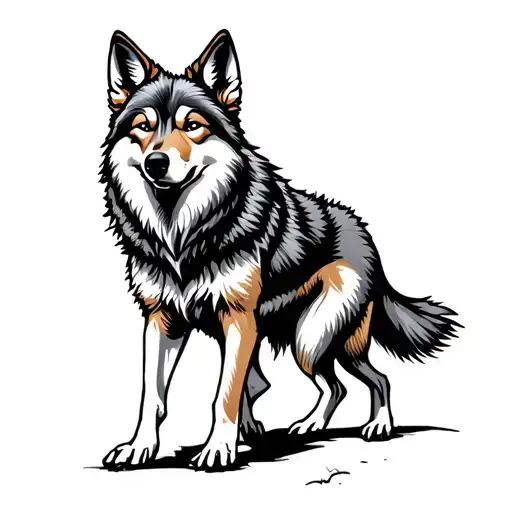 American Traditional Coyote Walking