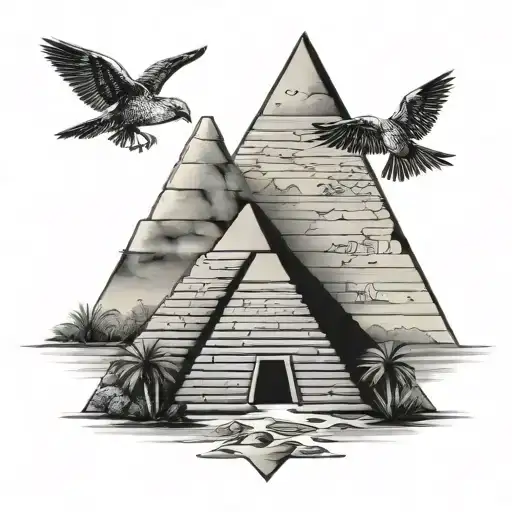 Egyptian Pyramid With Lebanese Cedar Tree