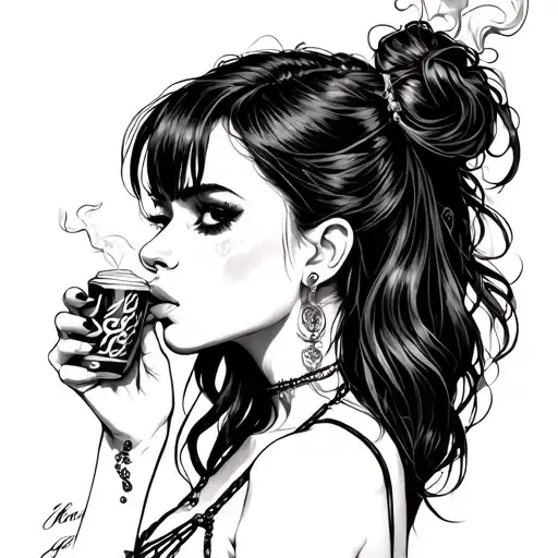 Girl Wearing G String Picking Up A Smoke Looking Back At Us