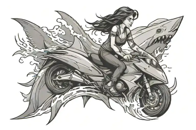 Woman Riding Shark Fin