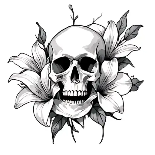 Skull And Lilly Flowers