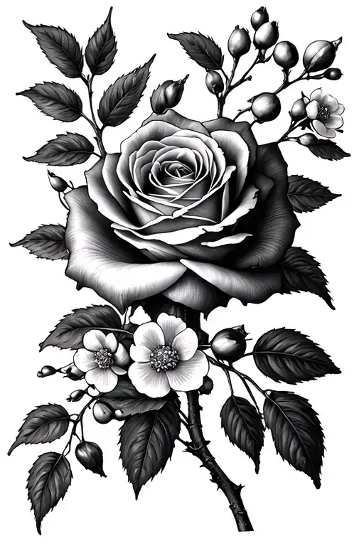 Abigail Rose With Hawthorn Blossums