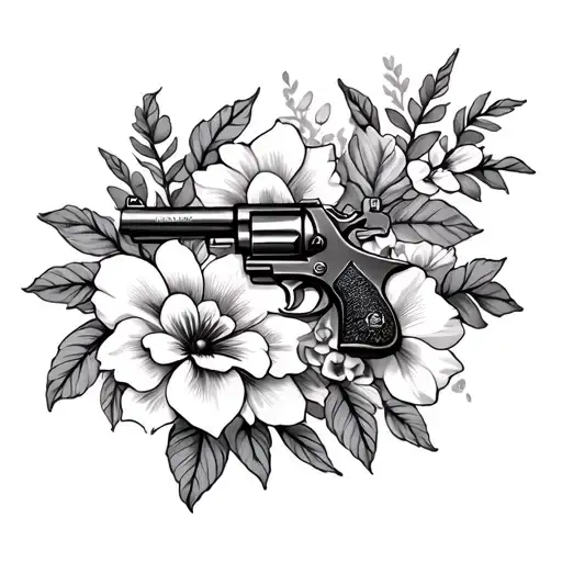 Tommy Gun And Flowers Blooming