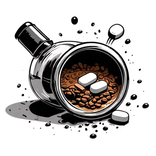 2 Pills Inside A Bottle One Pill Says Vegas The Other Says Coffee