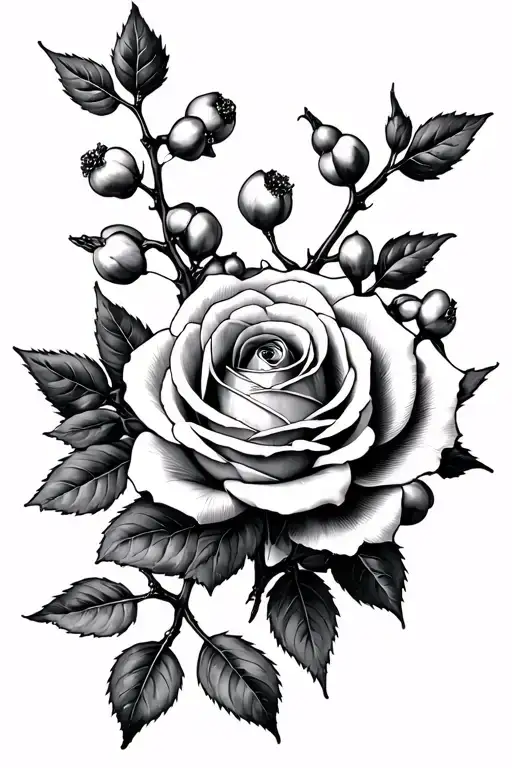 Abigail Rose With Hawthorn Blossum Branch