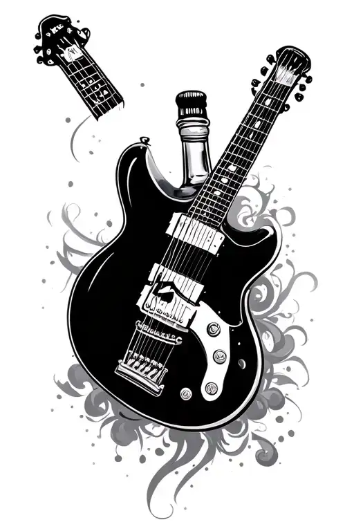 Guitar And Whisky Bottle