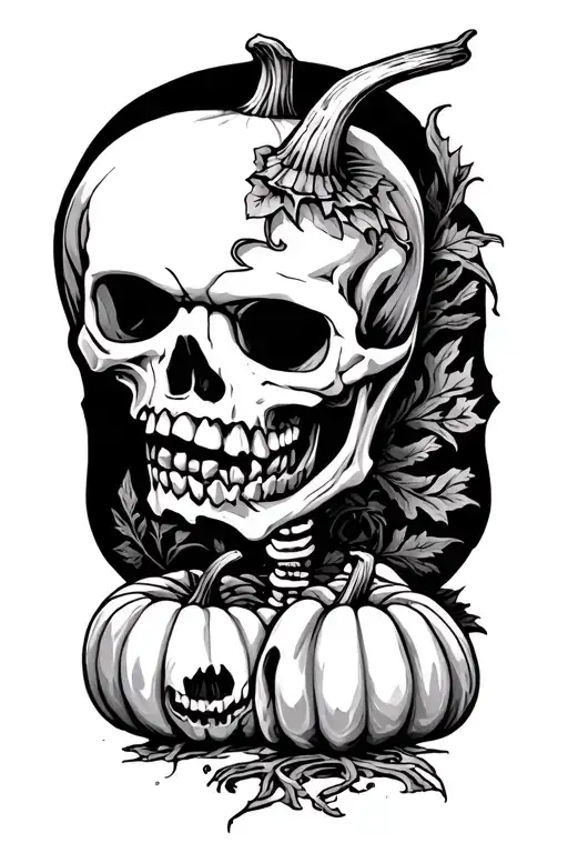 Skeleton And Pumpkin