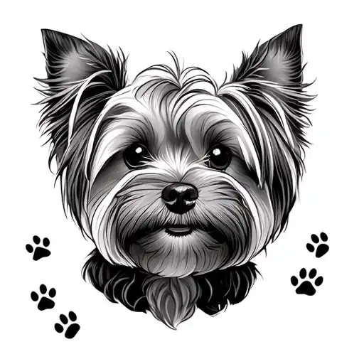 Yorkshire Terrier With Paw Prints And Ohana Means Family And Family Means No One Gets Left Behind