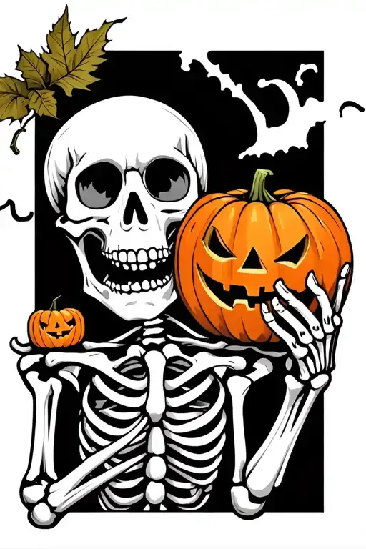 Silly Full Body Skeleton Holding Pumpkin