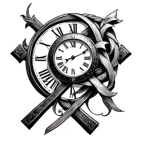 Clock And Cross Intertwined