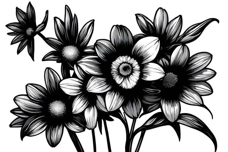 Daffodils And Daisies With Rectangle Background