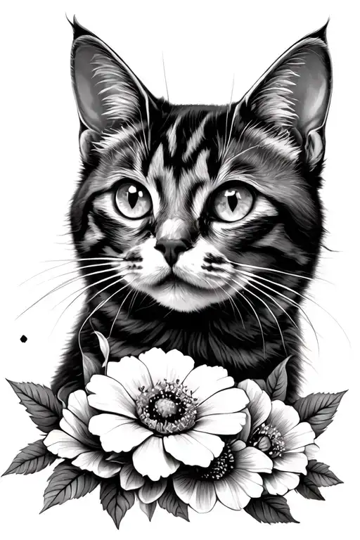 Cat With Flowers