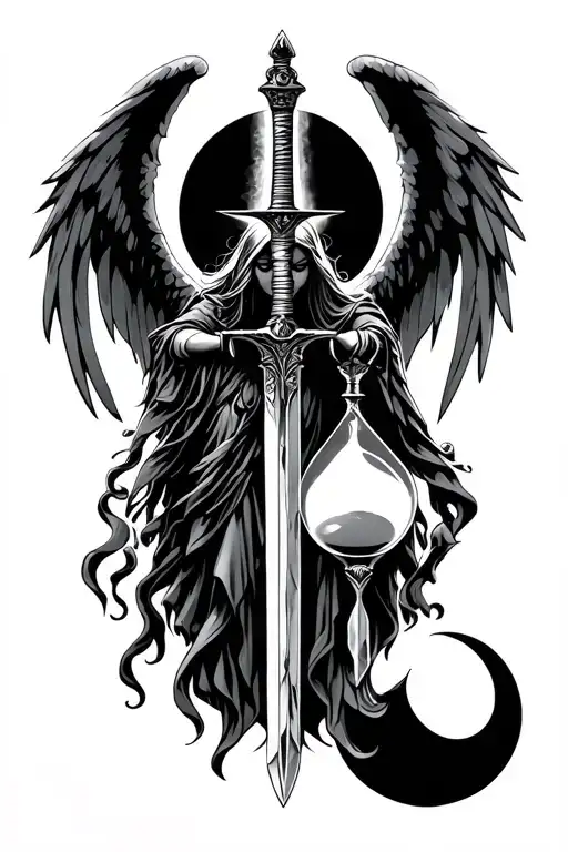 Angel Of Death Moon Hourglass Sword