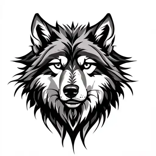 A Feirce Wolf With Tribal Design