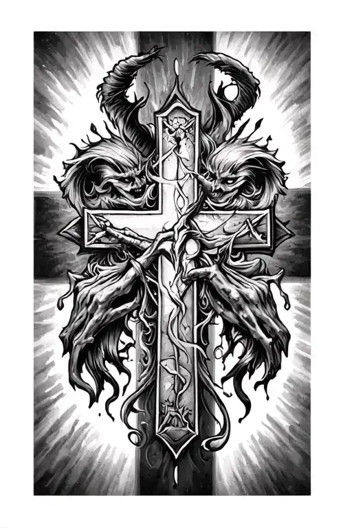 Good Vs Evil With Cross Incorporated